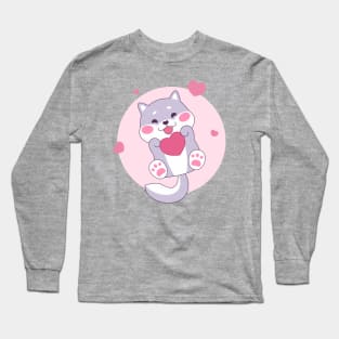 Cute Shiba Inu In Love Long Sleeve T-Shirt